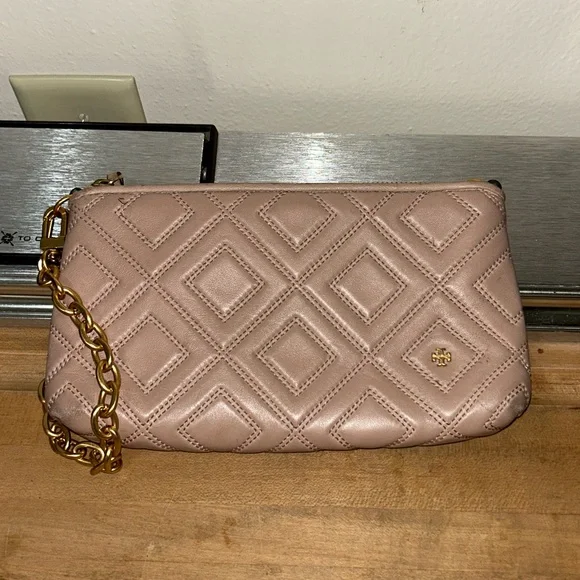 Tory Burch Fleming Crossbody Soft Leather Bag/Clutch in New Mink color - Picture 3 of 12